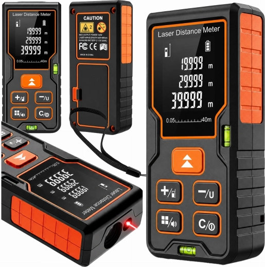 Laserafstandsmeter 40 m met digitale waterpas - 1 stuk