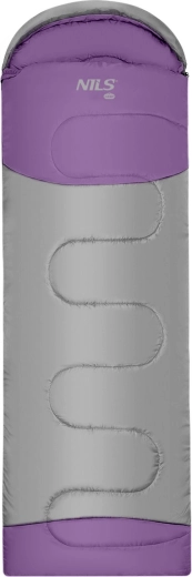 Nils Camp slaapzak – dekenmodel, grijs‑paars