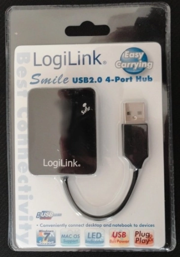 Usb 2.0-hub LogiLink Smile, 4-poorts, zwart