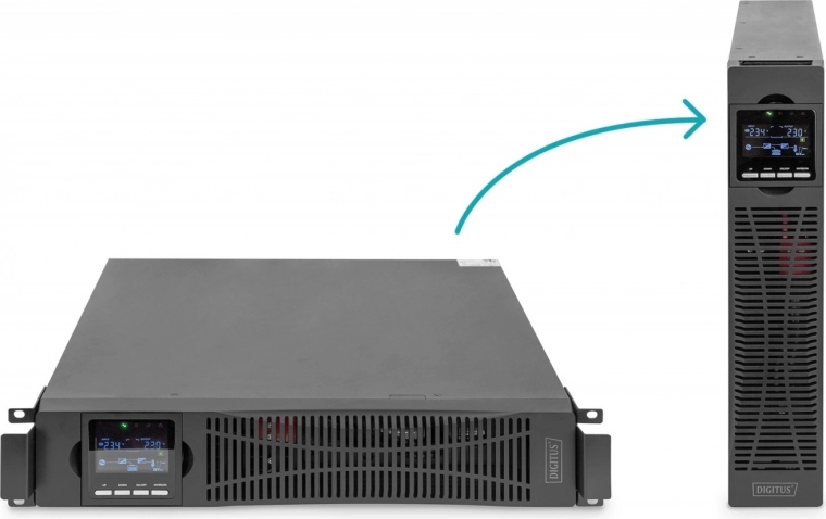 Online UPS voor 19" rack met LCD, 1000 VA / 1000 W, 8x C13, USB, RS232, RJ45