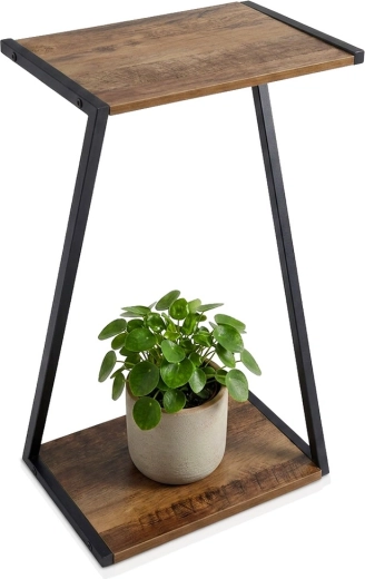 Tweelaagse metalen bloemenstandaard zwart 29 × 20 × 50 cm