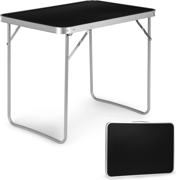 Opvouwbare toeristische picknicktafel 80 × 60 cm, zwart