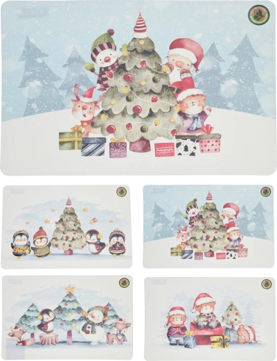 Kerst placemat van plastic 43,5 × 28,5 cm – mix van 4 designs