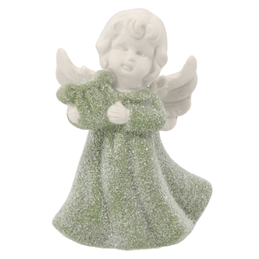 Decoratief engelenbeeldje in groen, mix van motieven - 1 stuk