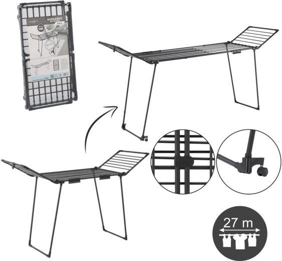 Droogrek Diana met twee houders voor sokken, verstelbare lengte