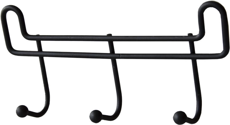 Badkamerkapstok met 3 haken, 16 cm, zwart metaal
