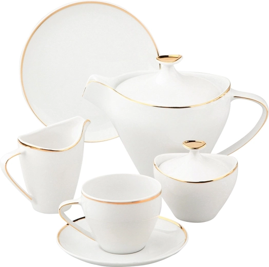 MariaPaula Moderna Gold koffieservies voor 6 personen (21 delen)