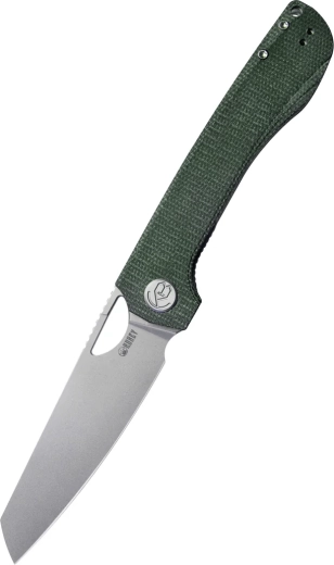Kubey Elang KU365E vouwmes 10 cm, bead blasted, donkergroene micarta met clip