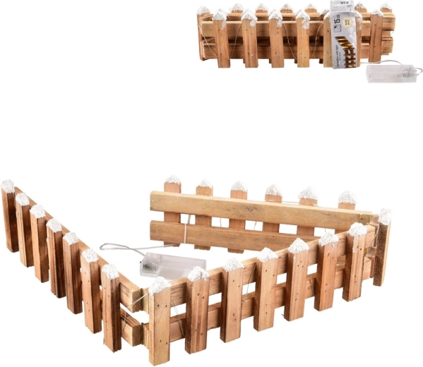 Houten tuinrand met geïntegreerde LED-verlichting bruin 90 cm