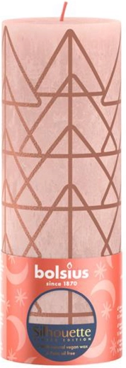 Rustieke kaars 190 × 68 mm roze/amber