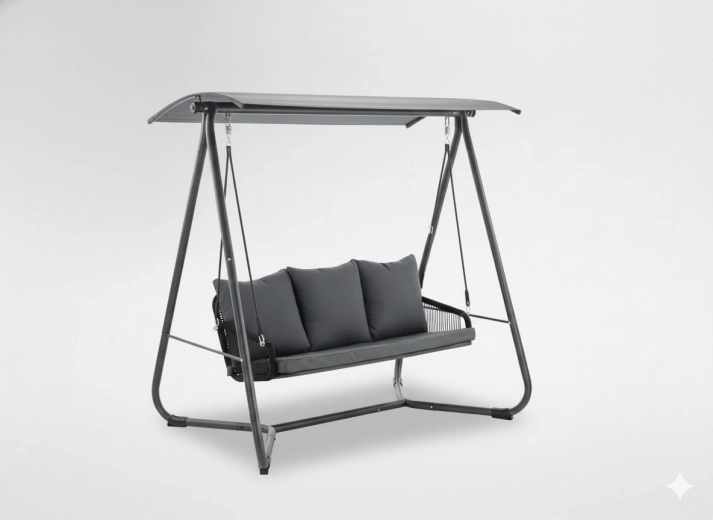 Tuin-schommel met gevlochten armleuningen, antraciet, 180 × 139 × 185 cm