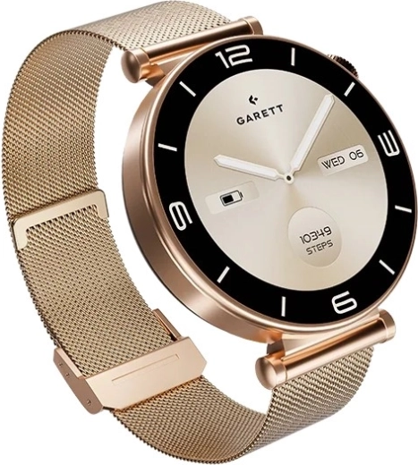 Slimme horloge Garett Rose met roségouden Milanese band