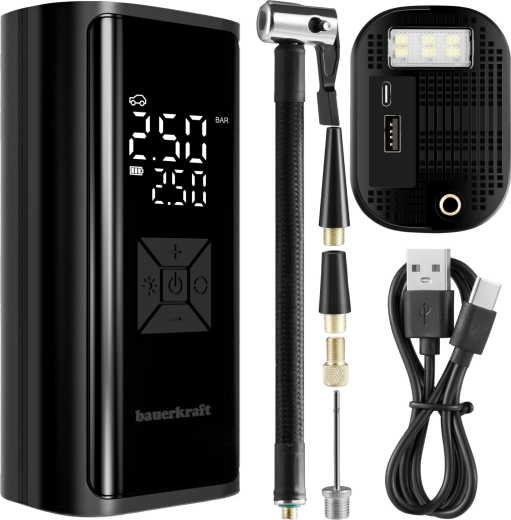 Elektrische draagbare luchtpomp 150 PSI met 6000 mAh powerbank en LED-zaklamp