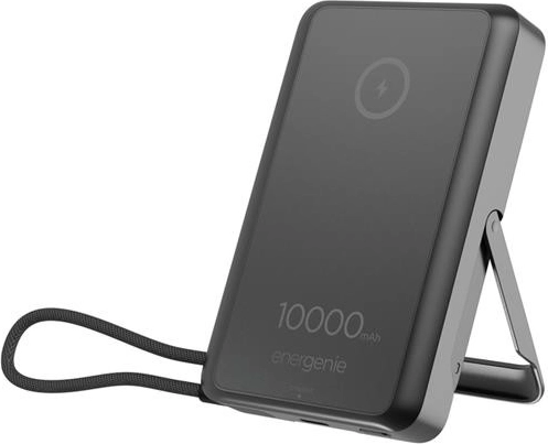 Energenie magnetische draadloze powerbank 10.000 mAh met standaard, zwart