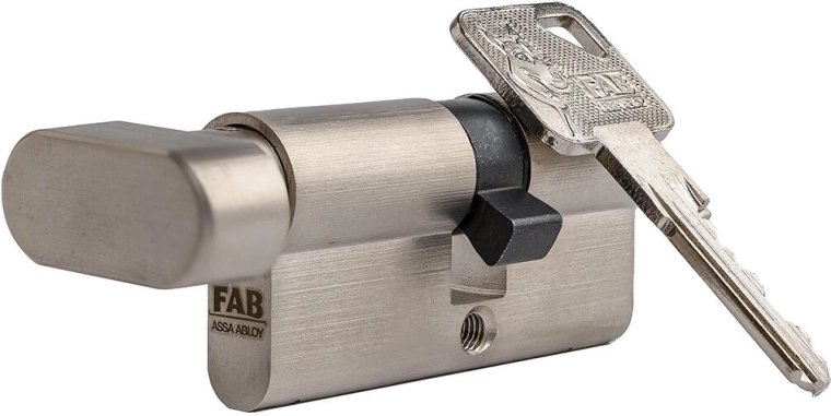 Veiligheidscilinder met draaiknop FAB 3 HOME 30/35, nikkel, 6 sleutels, klasse 3