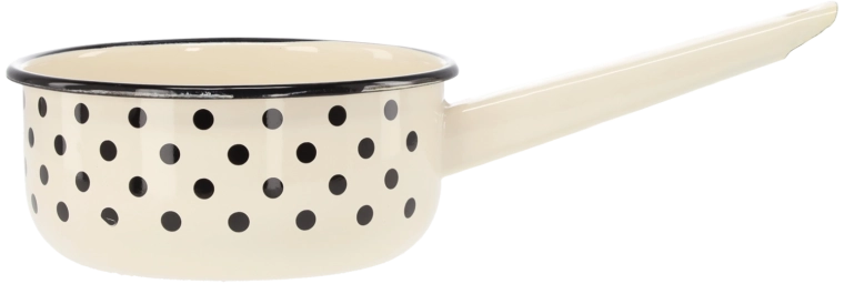 Gemailleerde steelpan met handvat 1,5 l, 16 cm, wit met stippen