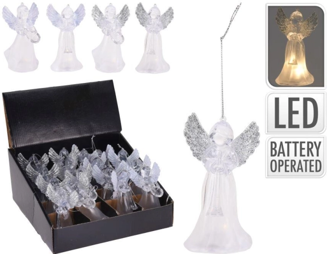 Hangende LED-decoratie engel 11,5 × 6,5 × 6,5 cm