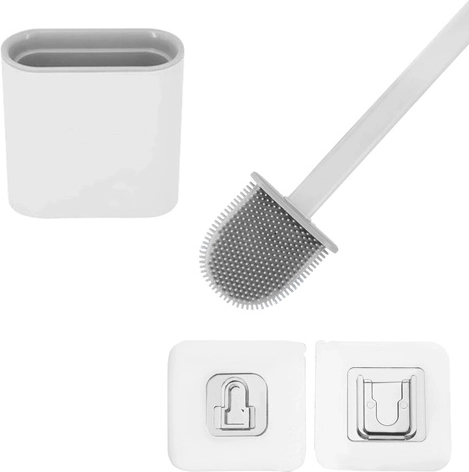 Siliconen wc-borstel Ruhhy slim met hygiënische houder