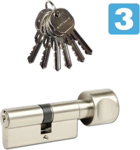 Cilindrische cilinder 30/35 met knop, 6 sleutels, veiligheidsklasse 3 RICHTER