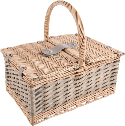 Rieten picknickmand met katoenen voering en deksel