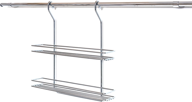 Hangende tweelaagse plank van verchroomd staal 37 × 37 × 9 cm