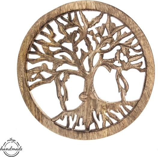 Levensboom van mangohout – ronde wanddecoratie