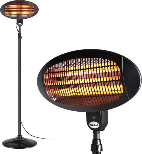 Bauerkraft elektrische infrarood terrasverwarmer 2000 W vrijstaand en wandmontage
