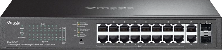 Omada Easy Managed gigabit-switch met 20 poorten met 16× PoE+