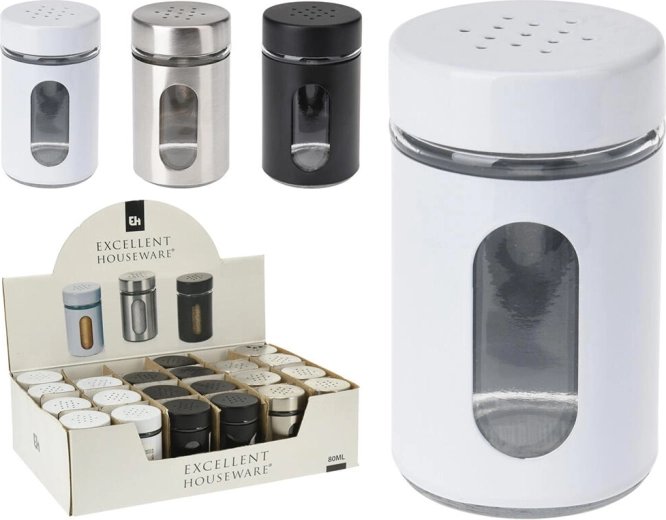 Zout- en peperstrooier 94 ml van metaal en glas – mix van kleuren