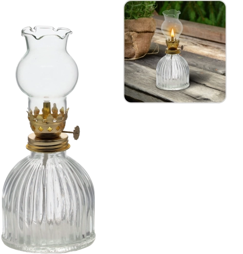 Glazen petroleumlamp 7,7 × 7,7 × 17,5 cm