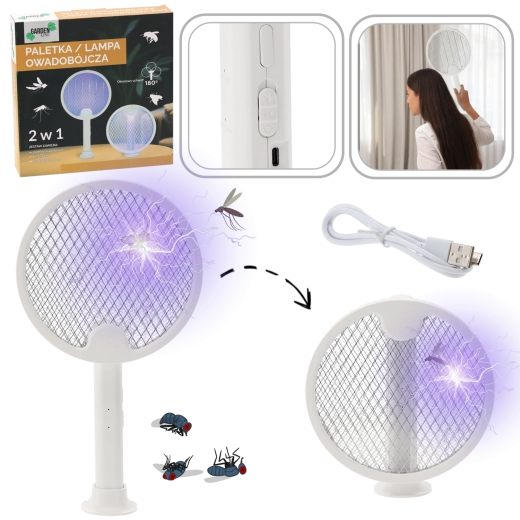 Elektrische insectenklapper 2‑in‑1 met UV‑LED en USB‑C