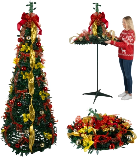 Opvouwbare kunstkerstboom Ruhhy met versieringen 180 cm - 1 stuk