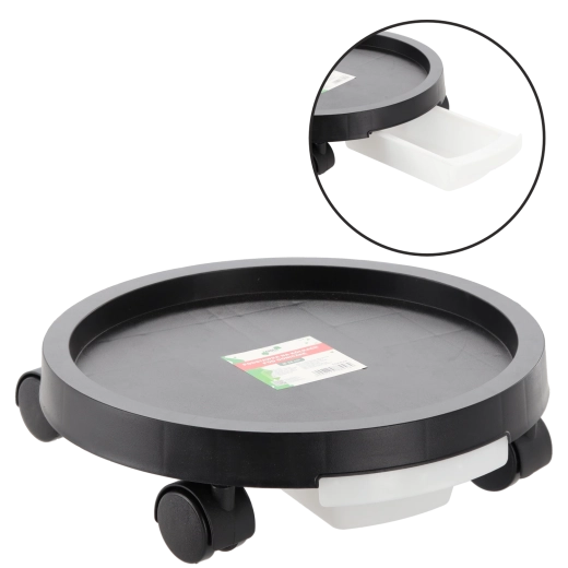 Ronde verrijdbare plantenstandaard 40 cm met lekbak