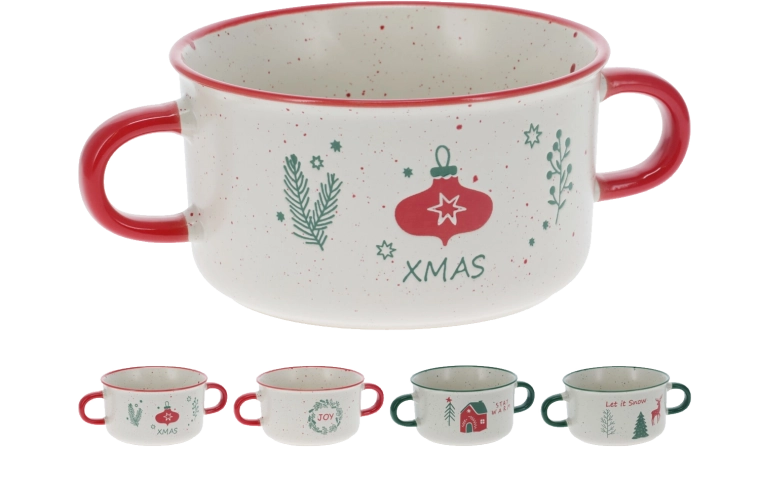 Steengoed jumbo mok met twee oren 625 ml – kerstmotieven