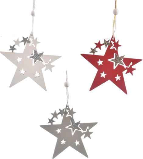 Houten hangsterren – natuurlijke decoratie, 3 stuks
