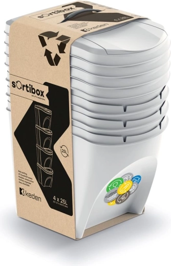 Set sorteervakken Sortibox 4×25 l asgrijs