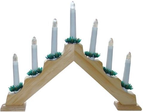 Houten elektrische kerstkandelaar met 7 kaarsen