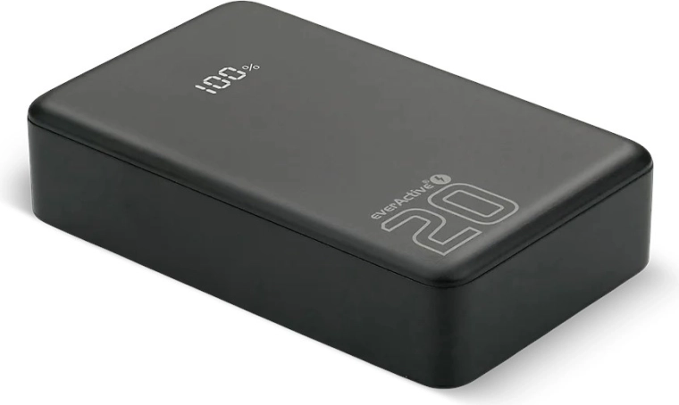 Powerbank 20.000 mAh met LCD, 2× USB‑C en USB‑A, 20W PD/QC4+