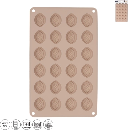 Siliconen vorm voor pralines en chocolade, 24 holtes, beige