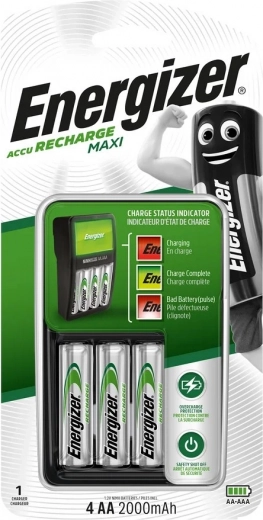 Lader ENERGIZER Maxi met AA-accu’s 2000 mAh (4 stuks)