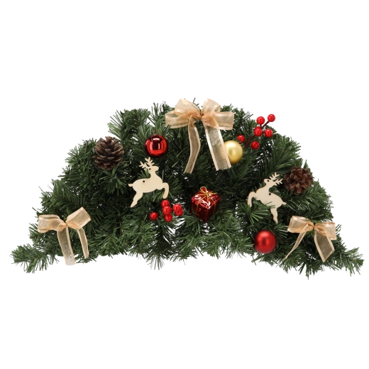 Hangende kerstkrans 60 cm rood‑goud