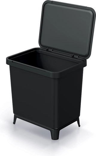 Prullenbak Systema 29 l van gerecycled plastic – zwart