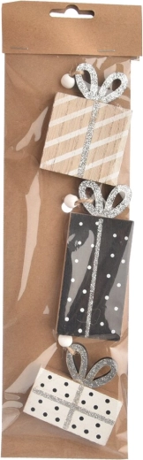 Houten hangdecoratie in cadeautjesvorm (3 stuks)