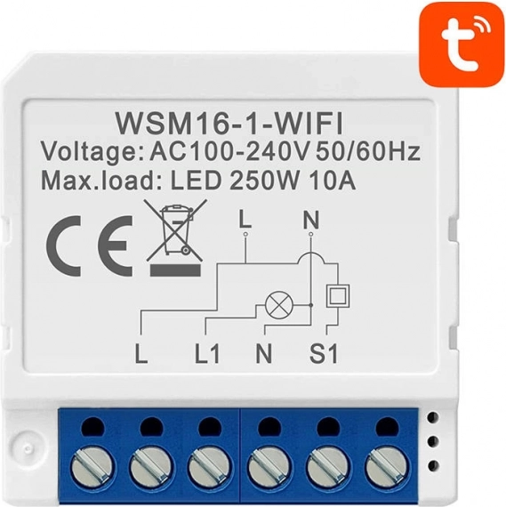 Slim WiFi-schakelmodule Avatto WSM16-W1 TUYA