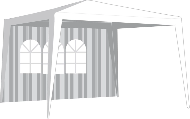 Zijwand voor prieel 295 × 190 cm met raam – wit‑groene strepen