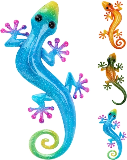 Metalen tuindecoratie hagedis 46 × 23 × 2 cm, mix kleuren