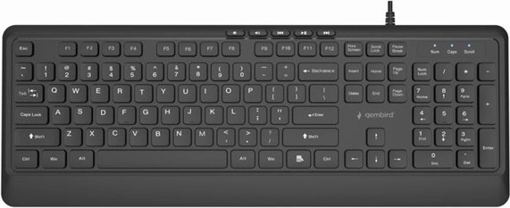 Gembird slank bedraad multimediatoetsenbord USB, zwart (US-indeling)