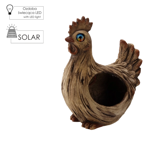 Tuinbloempot haan met zonne-LED verlichting 29,5 × 20 × 38 cm