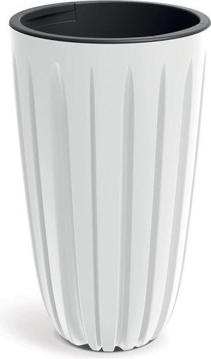 WARIO witte plastic bloempot 29 cm met inzet