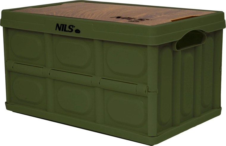 Opvouwbare krat met houten deksel 2-in-1 9 l groen